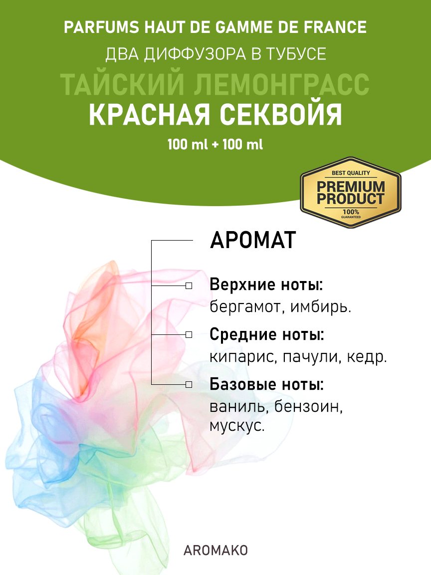Набор аромадиффузоров AromaKo «Тайский Лемонграсс + Красная Секвойя»