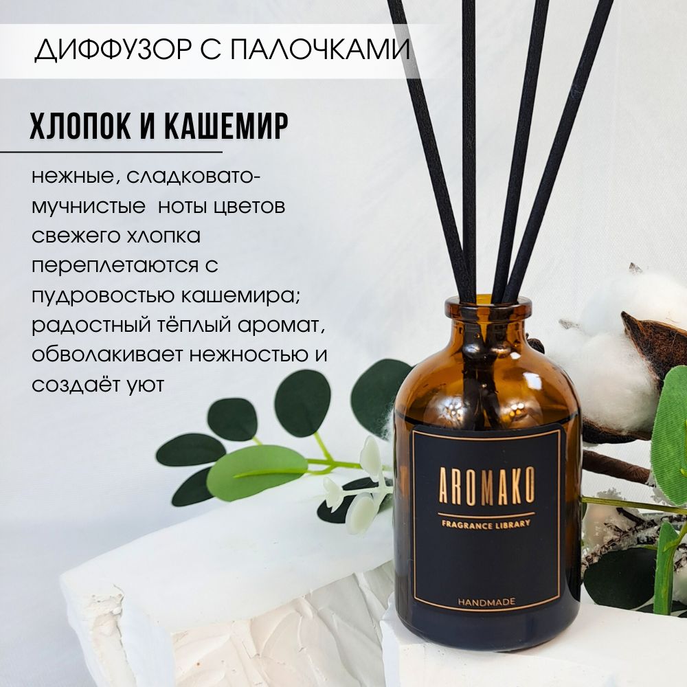 Подарочный набор AromaKo «Хлопок и кашемир + Антидепрессант», диффузор + свеча