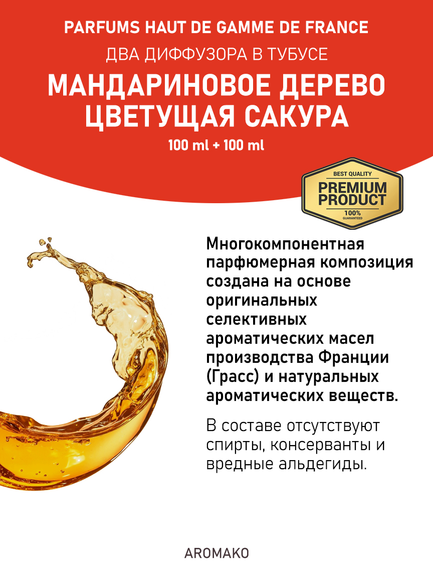 Набор аромадиффузоров AromaKo «Мандариновое Дерево + Цветущая Сакура»
