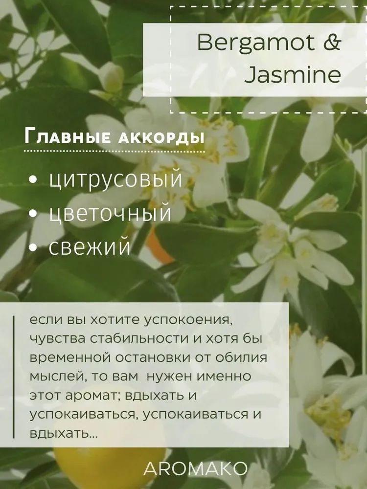 Аромасвеча AromaKo «Бергамот и жасмин», 50 г