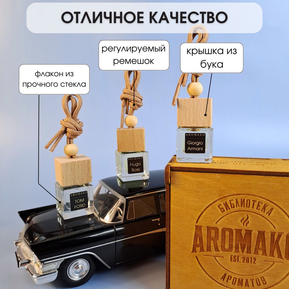 Набор подвесного автопарфюма «Табак Ваниль, Хуго Босс, Армани», 3 × 8 мл