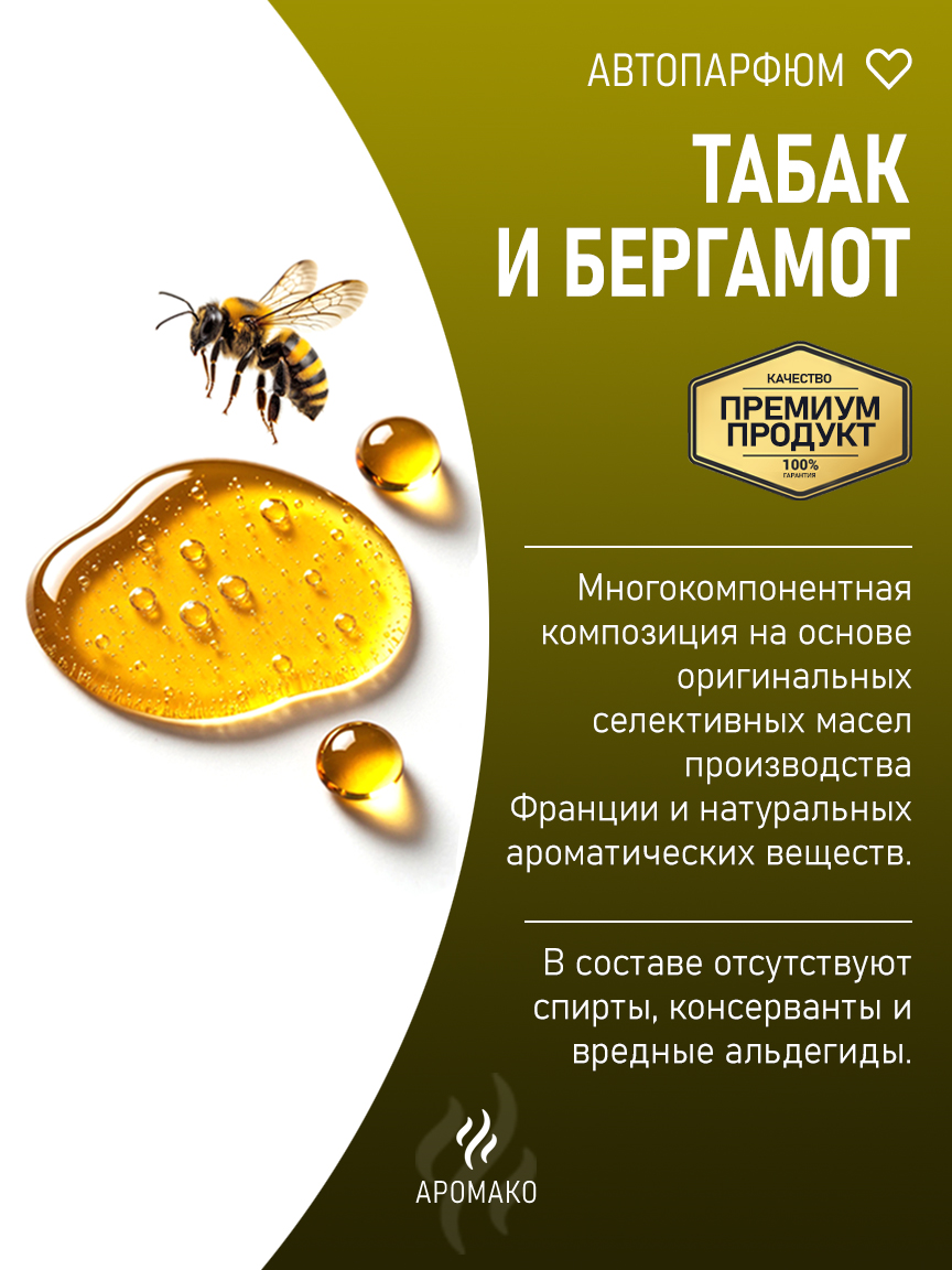 Подвесной автопарфюм «Табак И Бергамот» — 8 мл
